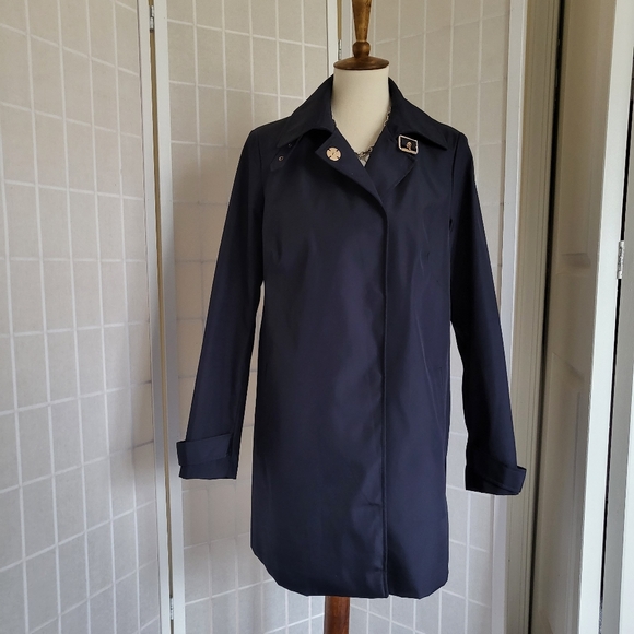 Vintage Jackets & Blazers - Vintage Trench Coat Navy Blue 8
